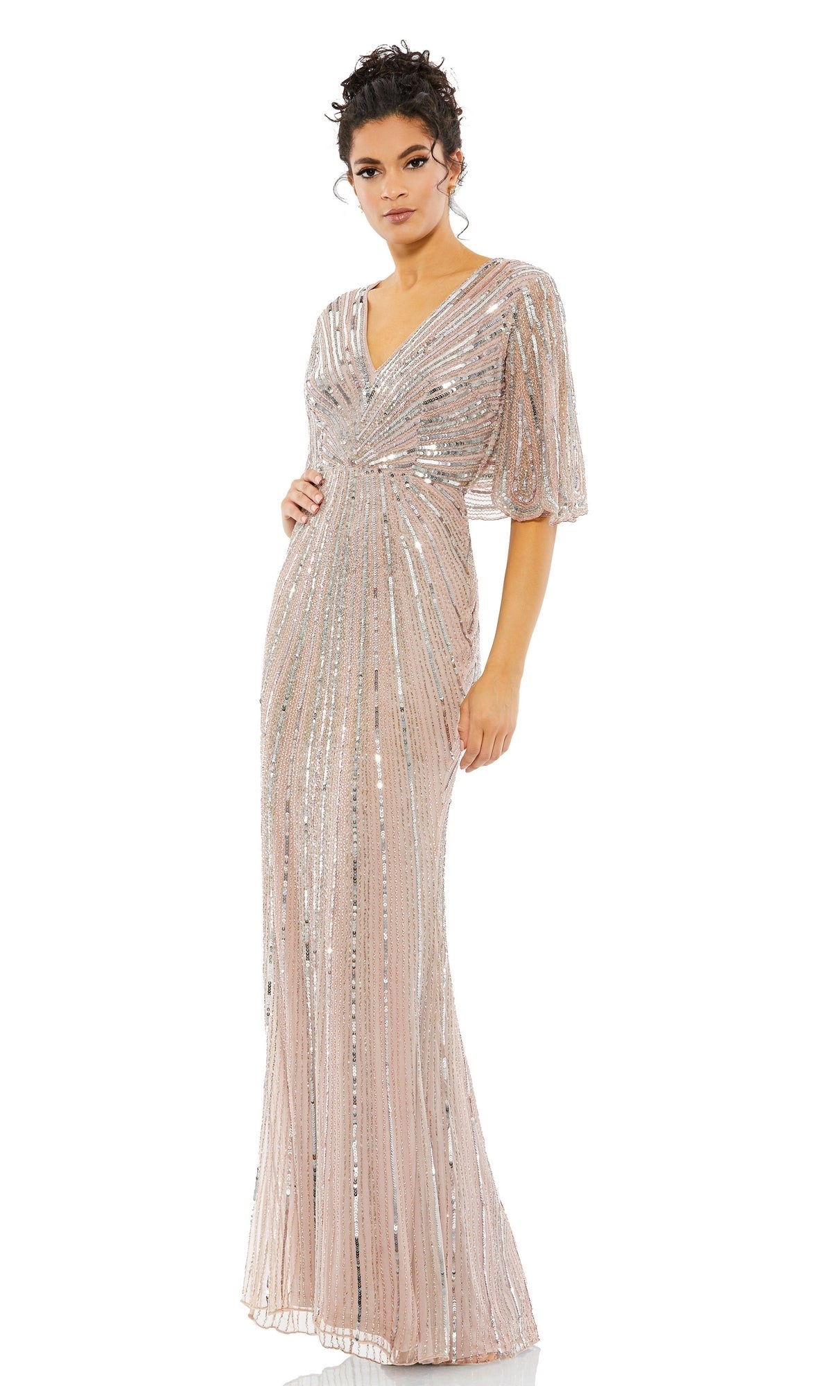 Vintage Rose Mac Duggal Long Formal Dress 93583