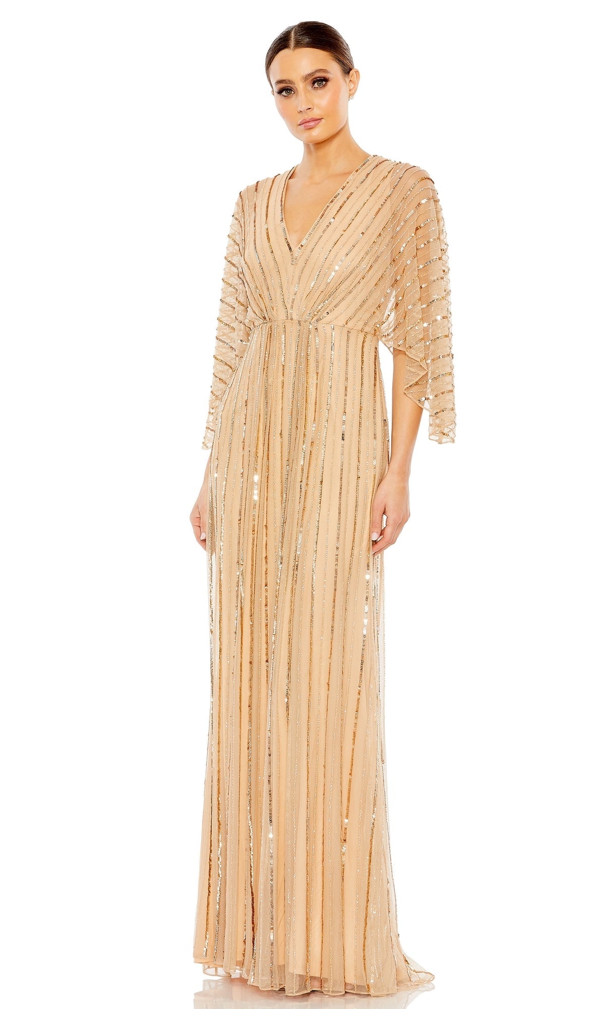 Taupe Mac Duggal Long Formal Dress 93841
