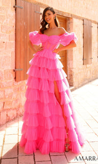 Neon Pink Amarra Long Formal Dress 94000