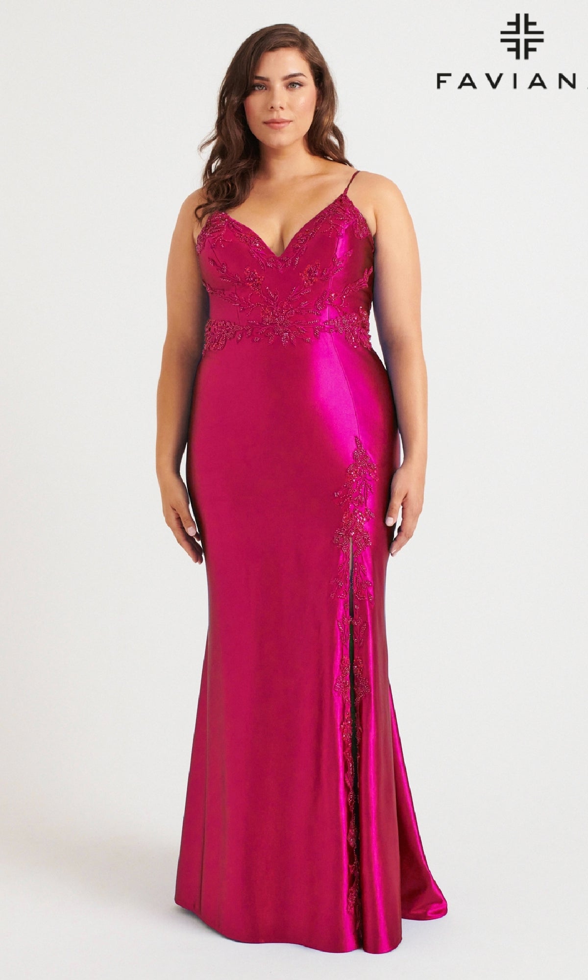 Faviana 9562 Long Plus-Size Prom Dress - PromGirl Raspberry / 18W Faviana 9562 Long Plus-Size Prom Dress - PromGirl Raspberry / 18W
