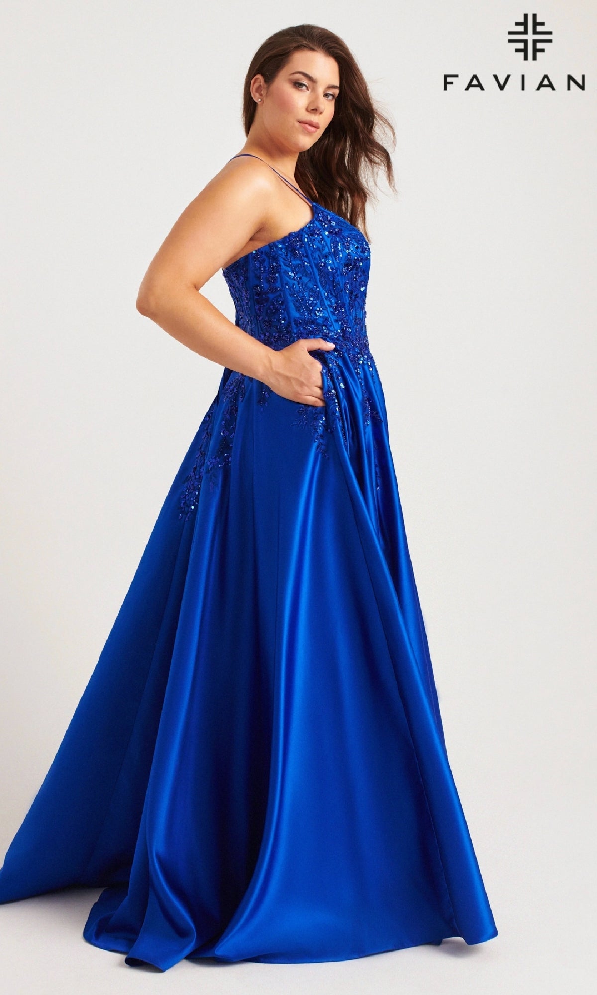 Faviana 9575 Long Plus-Size Prom Dress - PromGirl Royal / 14W Faviana 9575 Long Plus-Size Prom Dress - PromGirl Royal / 14W