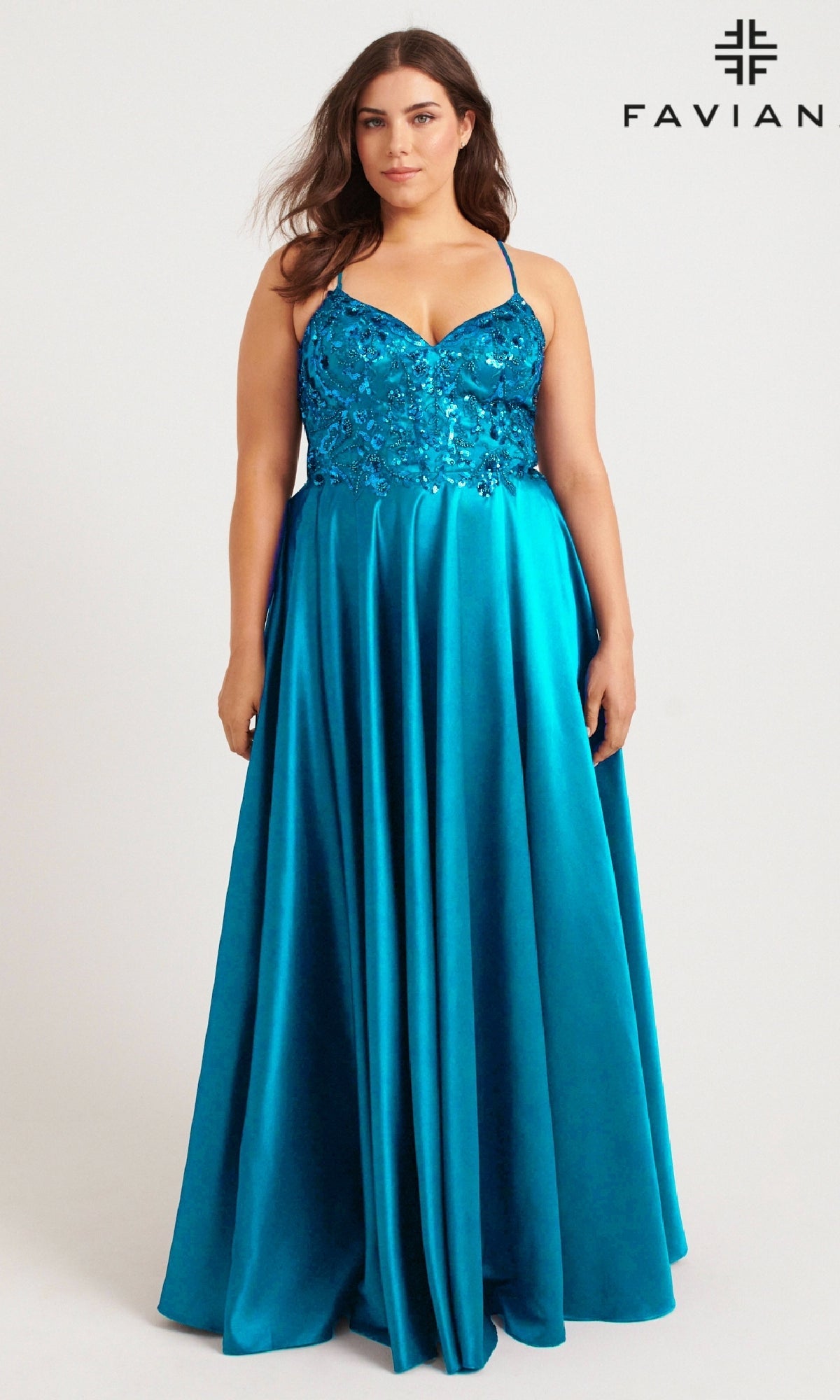 curvy formal dresses Long Plus-Size Formal Dress 9578 by Faviana Aqua / 22W
