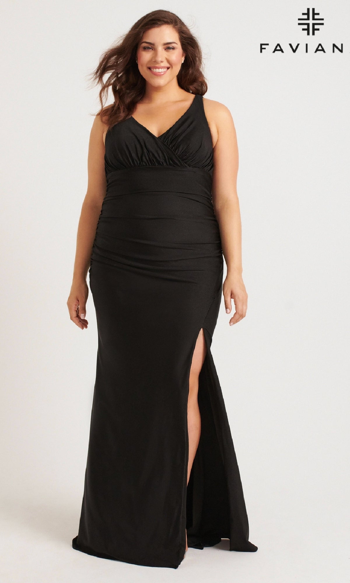 Black Faviana Long Plus-Size Formal Dress 9584