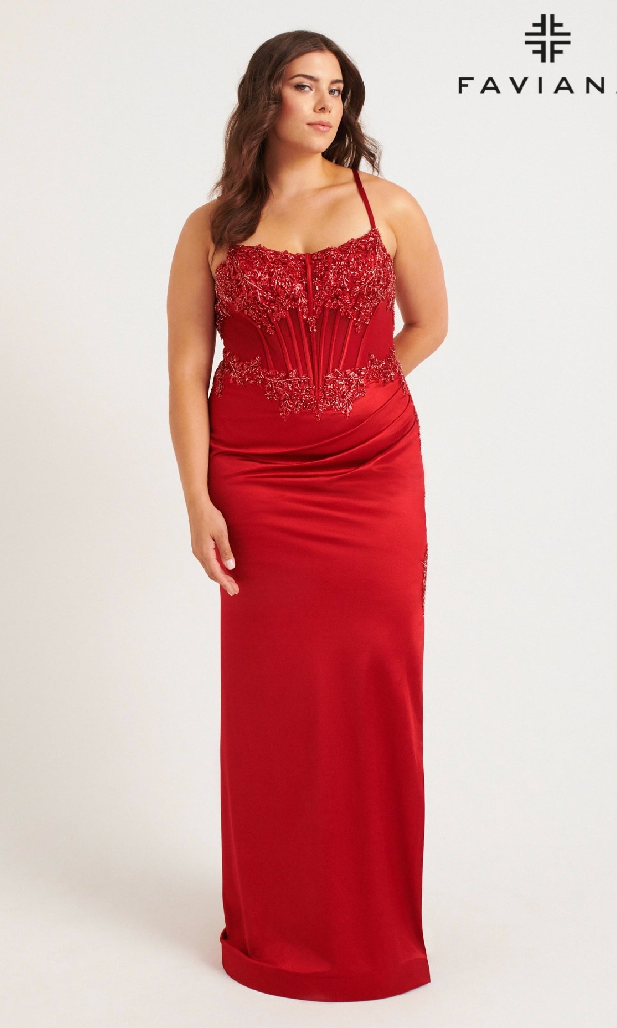 Faviana Plus Sizes Dress 9592 Red / 18w Faviana Plus Sizes Dress 9592 Red / 18w