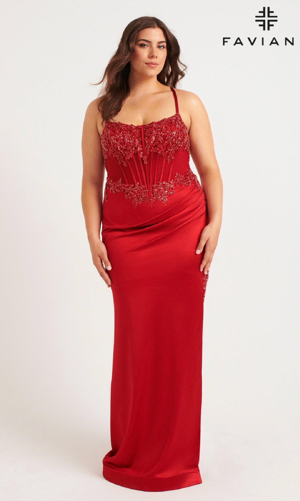 Long Plus-Size Formal Dress 9592 by Faviana Dark Emerald / 24W Long Plus-Size Formal Dress 9592 by Faviana Dark Emerald / 24W