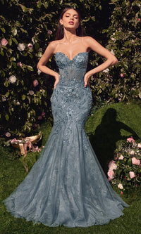 Dusty Blue Andrea and Leo Long Formal Dress A1354