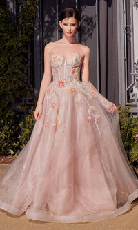 Peach Andrea and Leo Long Formal Dress A1383