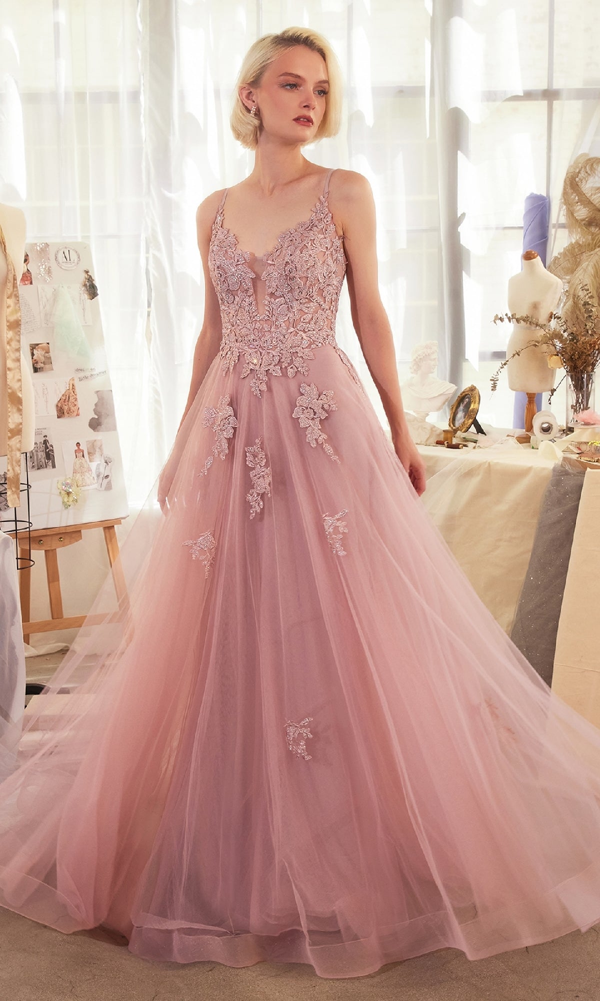 Dusty Rose Andrea and Leo Long Formal Dress A1417