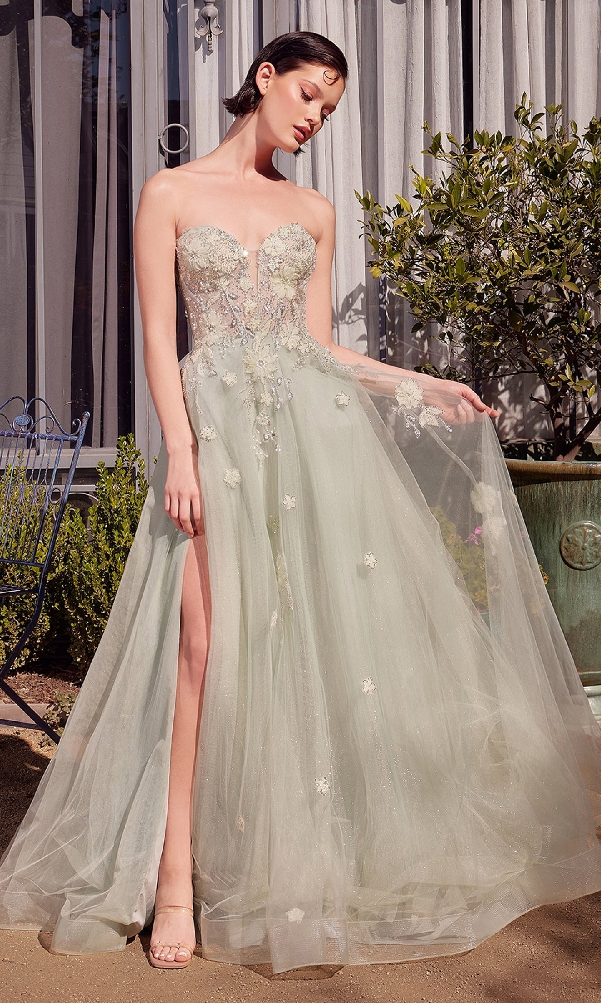 Andrea and Leo A1418 Light Green Prom Ball Gown Sage / 14 Andrea and Leo A1418 Light Green Prom Ball Gown Sage / 14