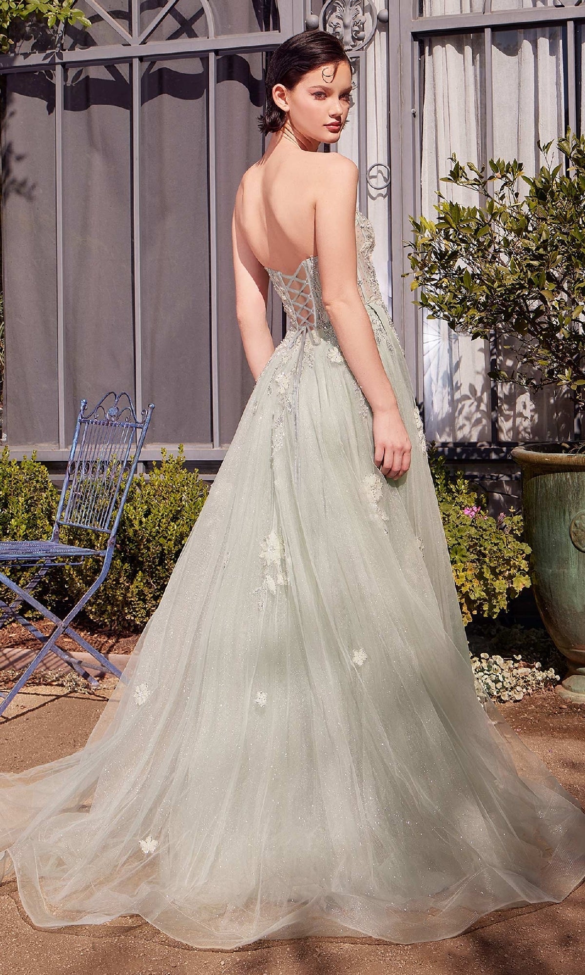 Andrea and Leo A1418 Light Green Prom Ball Gown Sage / 14 Andrea and Leo A1418 Light Green Prom Ball Gown Sage / 14