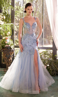 Light Blue Andrea and Leo Long Formal Dress A1429