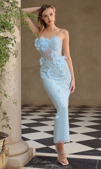Light Blue Andrea and Leo Long Formal Dress A1487 - Image