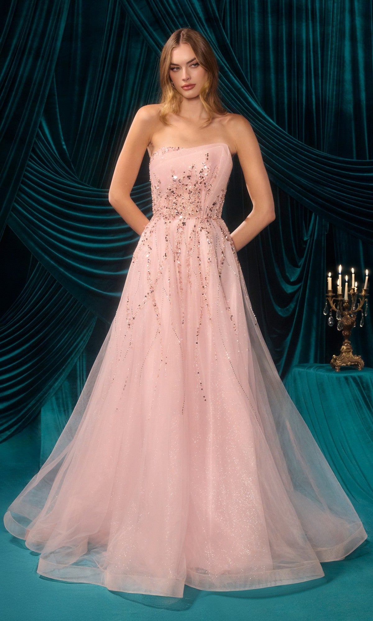 Pink Andrea and Leo Long Formal Dress A1491 - Image