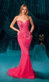 Fuchsia Andrea and Leo Long Prom Dress a1506 - Image