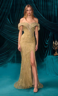 Green Andrea and Leo Long Prom Dress a1507 - Image