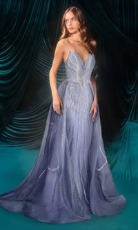 Blue Andrea and Leo Long Formal Dress A1508 - Image