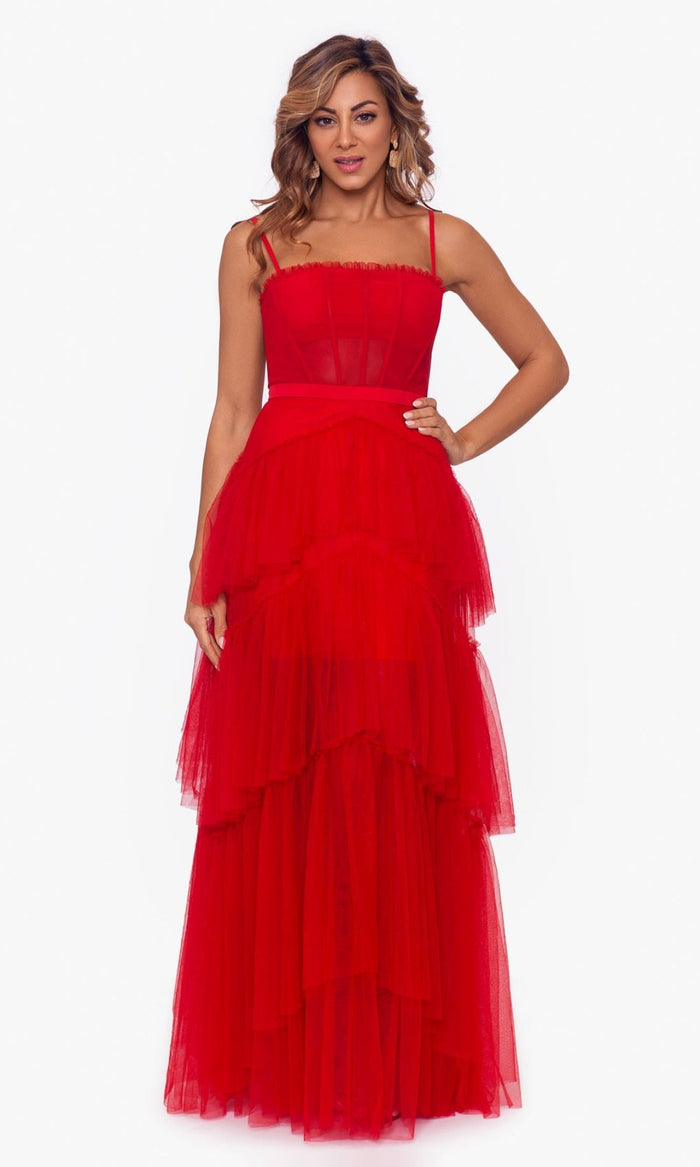 Red Formal Long Dress A24201 by Betsy and Adam