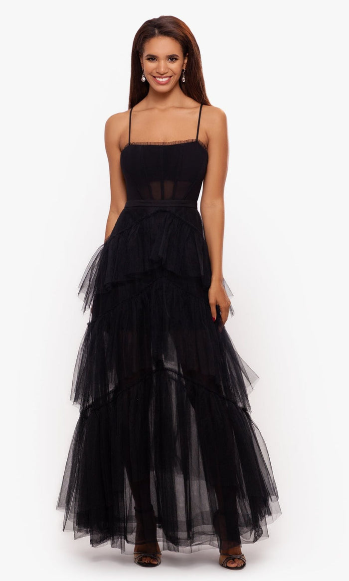 Black Formal Long Dress BA-24201 by Betsy and Adam