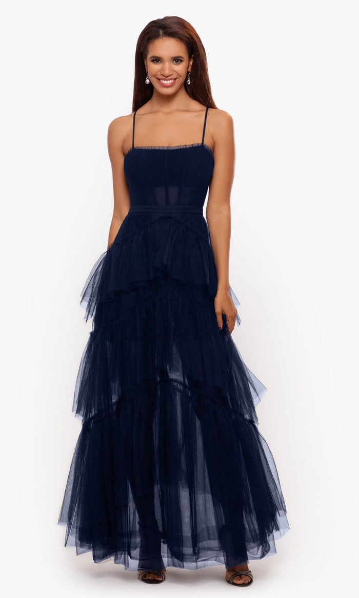 Navy Formal Long Dress A24201 by Betsy and Adam