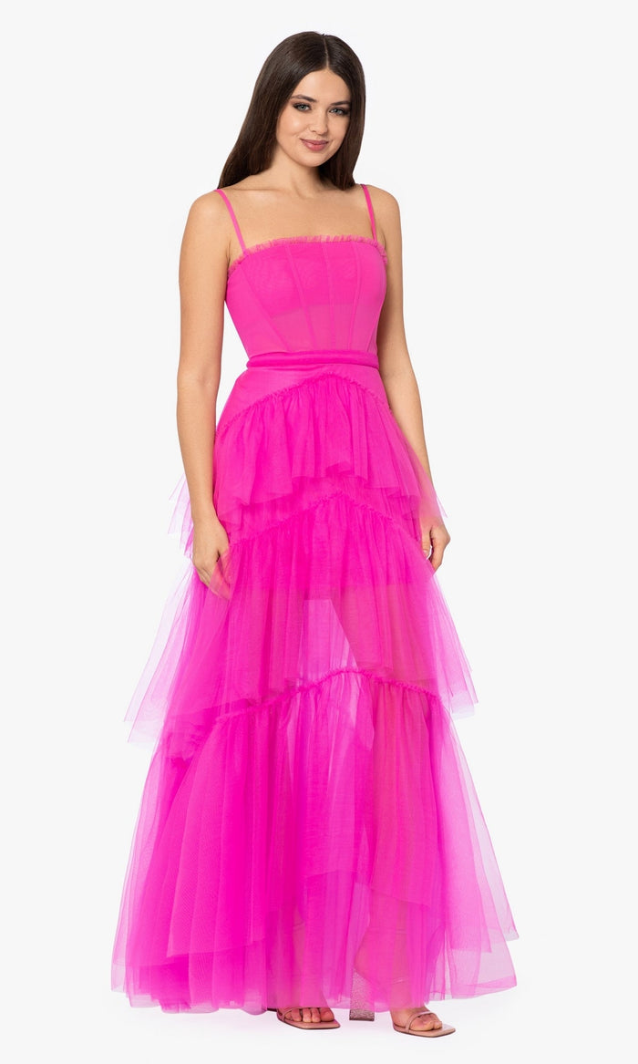 Hot Pink Formal Long Dress BA-24201 by Betsy and Adam