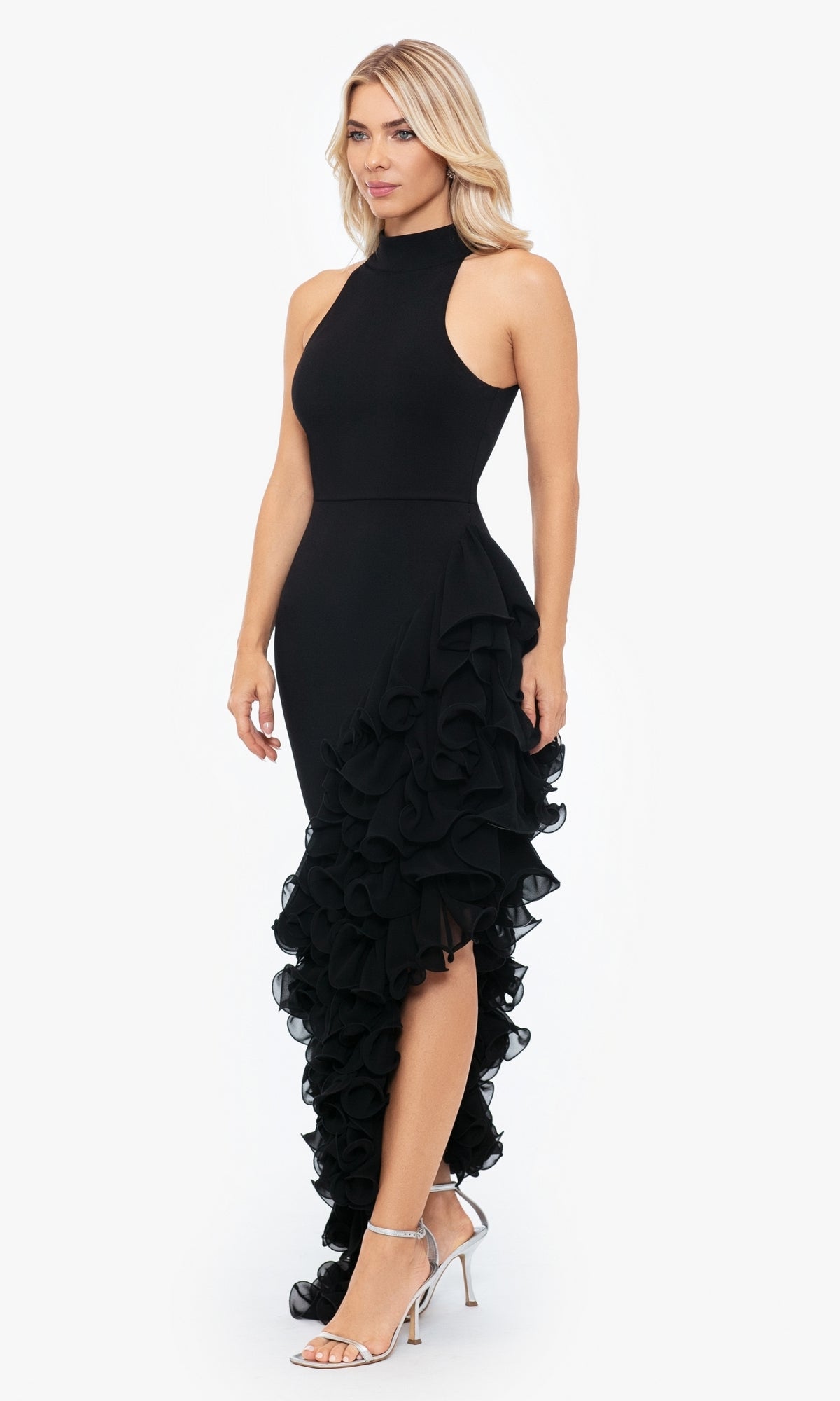 Betsy & Adam Women's Ruffled Asymmetric-Hem Dress - Black Betsy & Adam Women's Ruffled Asymmetric-Hem Dress - Black