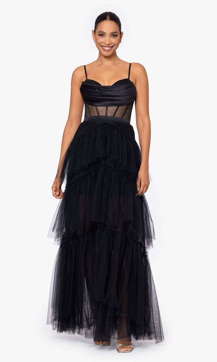 Black Formal Long Dress BA-26249 by Betsy and Adam
