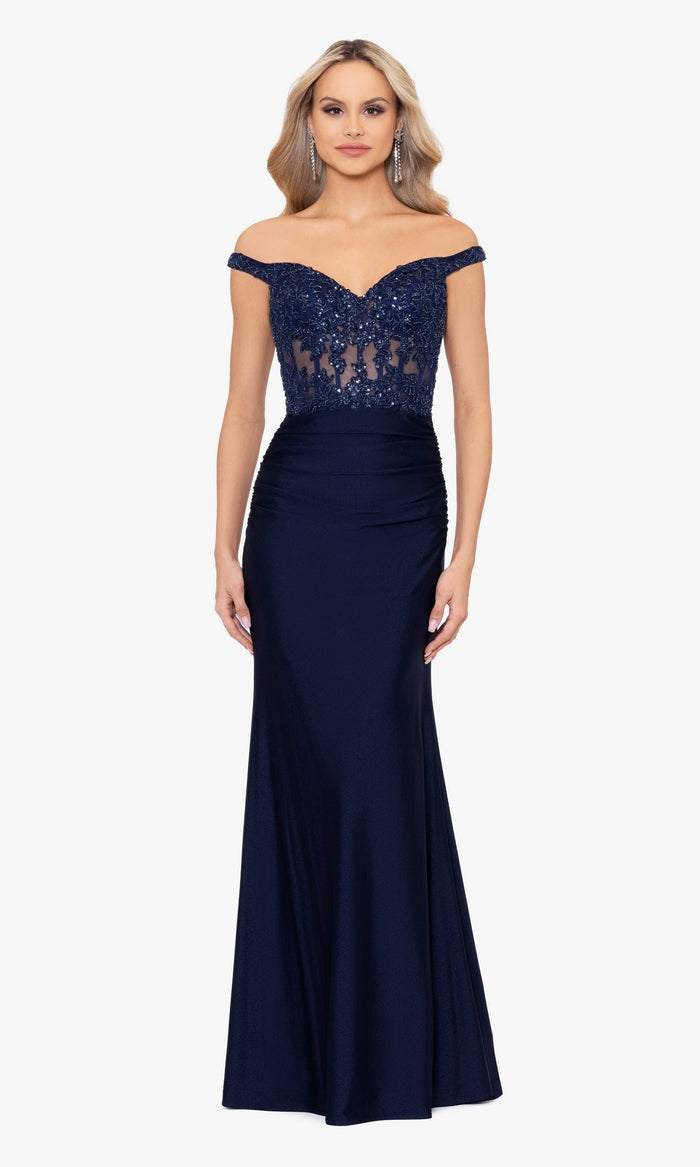 Navy Formal Long Dress BA-26276 by Betsy and Adam