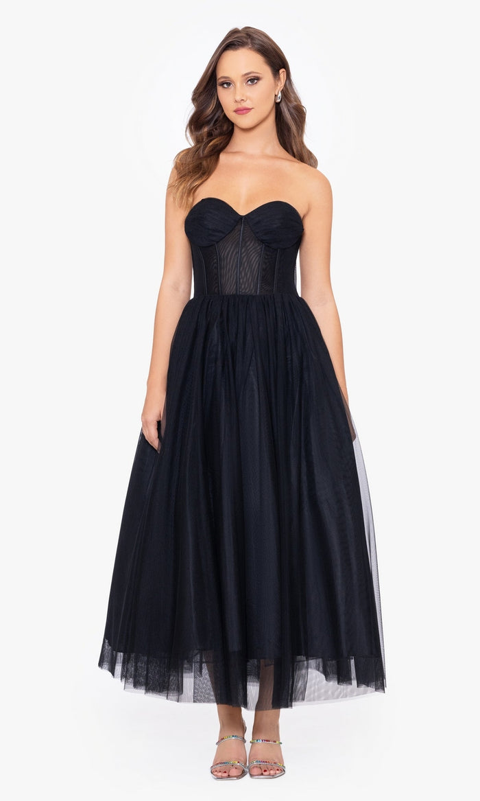 Black Formal Long Dress BA-26355 by Betsy and Adam