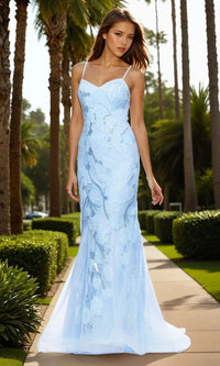 Light Blue Betsy and Adam Long Formal Dress a27097