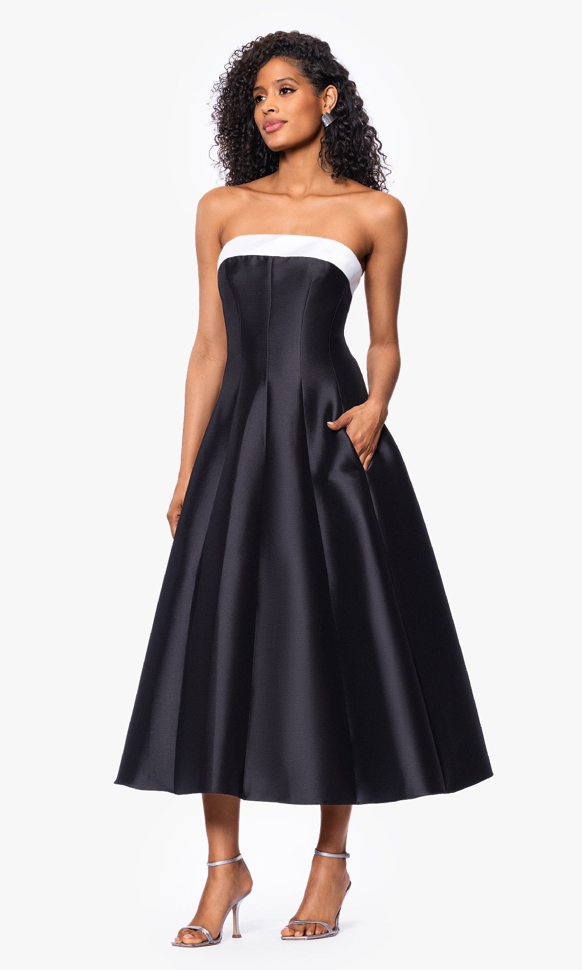 Betsy and Adam Long Formal Dress a27115 Black/White / 0
