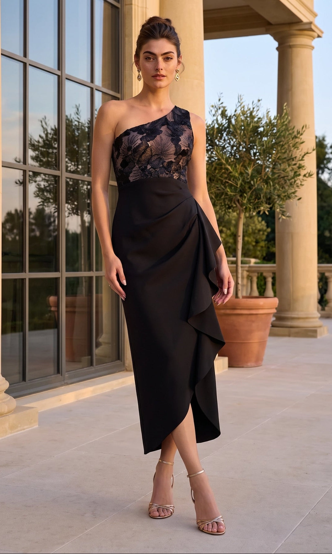 Betsy & Adam Midi Semi-Formal Dress A27980