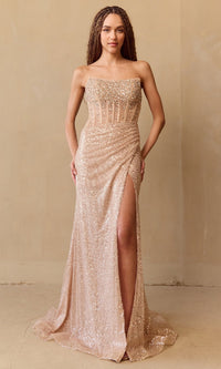 Rose Gold Amelia Couture Long Formal Dress ag0109
