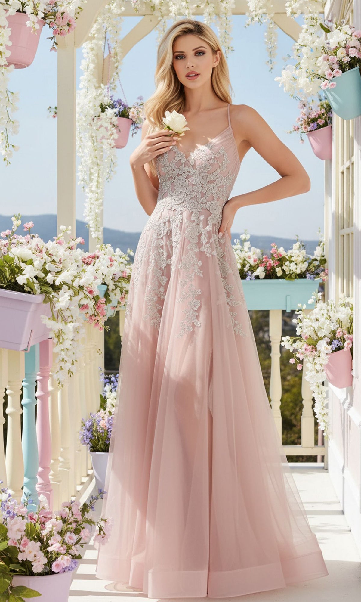 Dusty Rose Amelia Couture Long Prom Dress TM1006