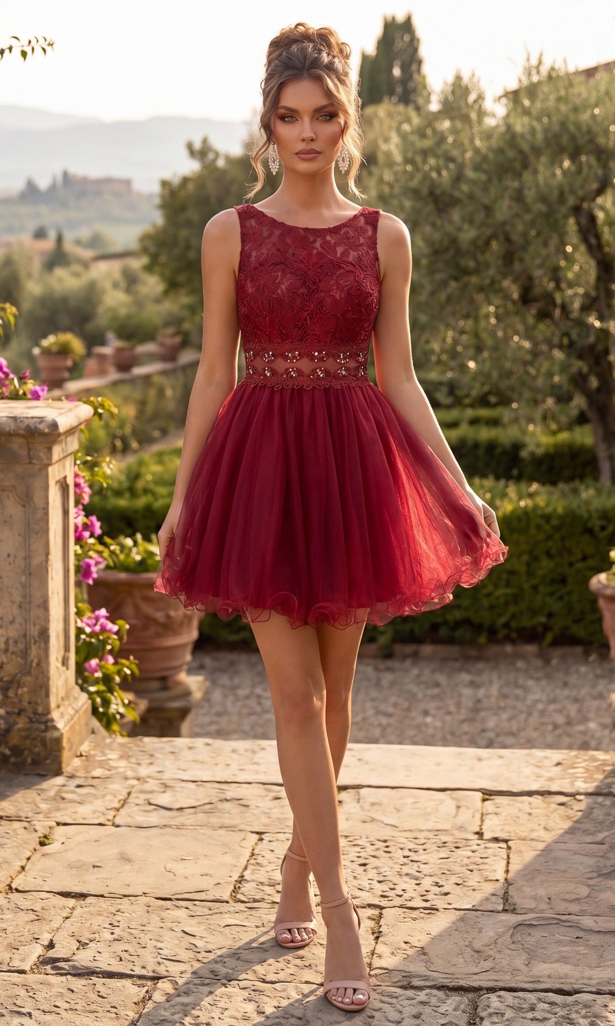 Burgundy Chicas Short Semi-Formal Dress C1107