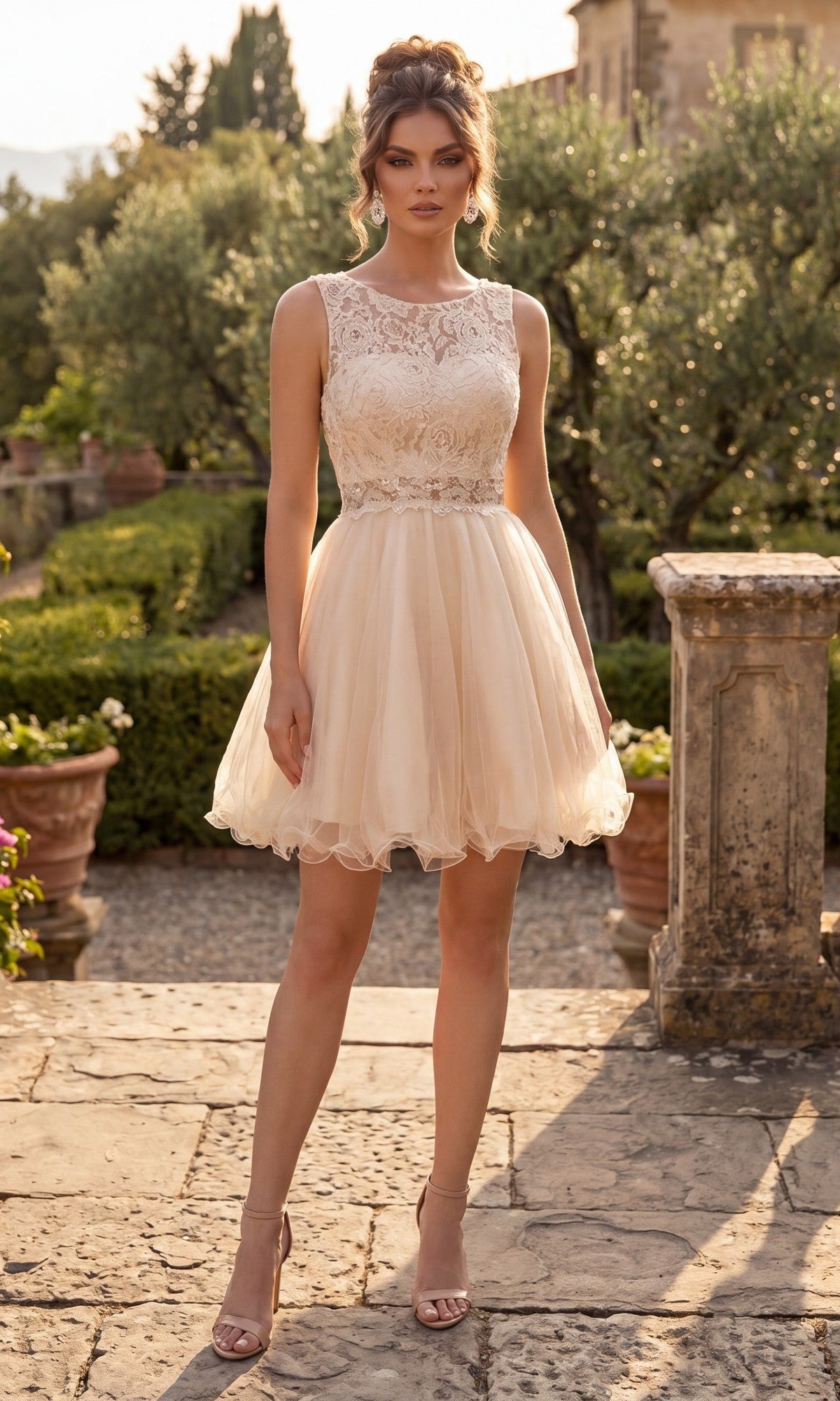 Champagne Gold Chicas Short Semi-Formal Dress C1107