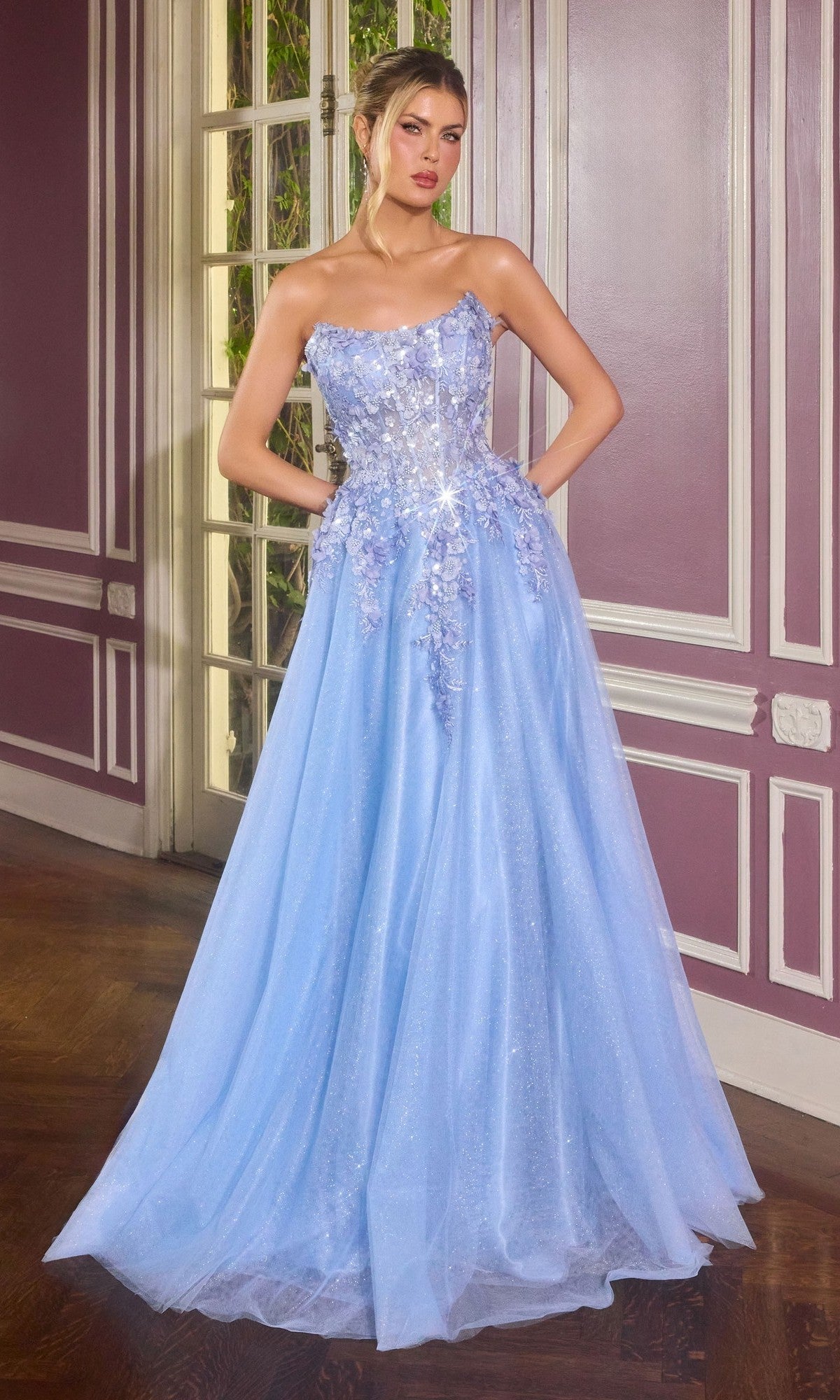 Blue Ladivine Long Formal Dress C174 - Image