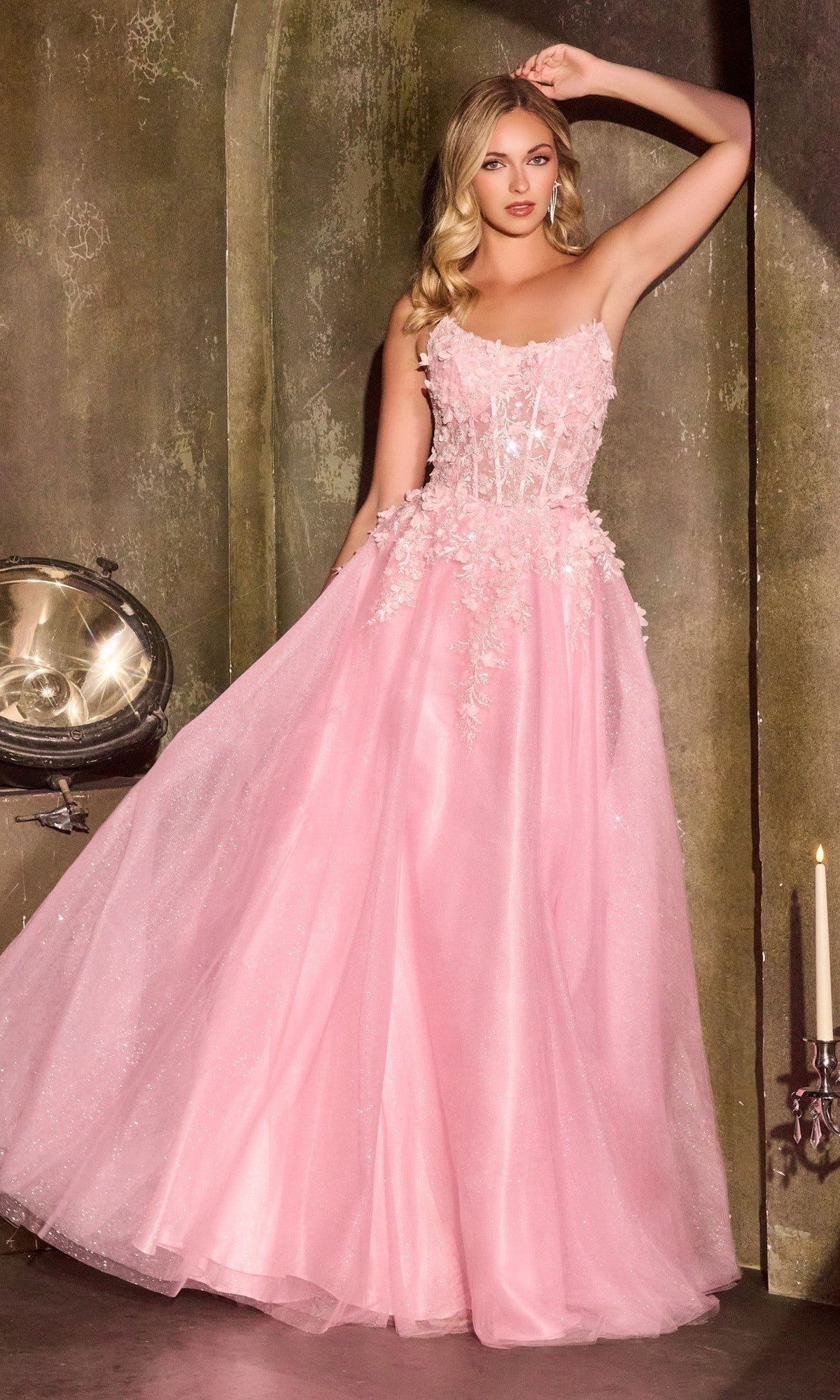 Pink Ladivine Long Formal Dress C174 - Image