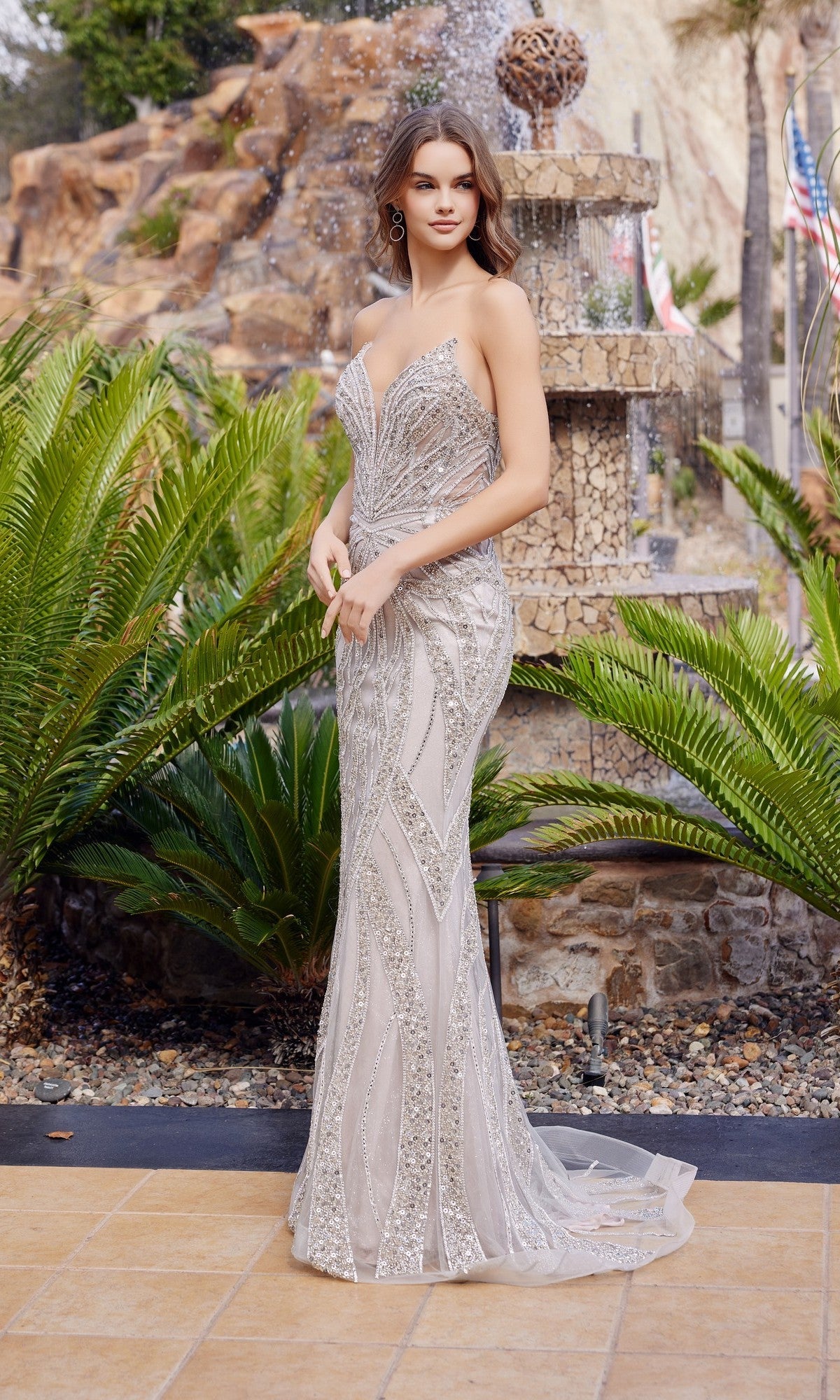 open lace back dress Long Prom Dress c1833 by Nox Anabel