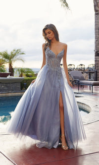 Smoky Blue Nox Anabel Long Prom Dress c1843 - Image