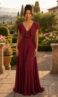 Burgundy Chicas Long Formal Dress C2403