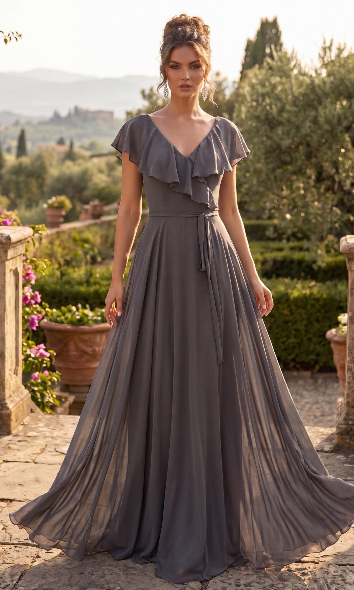Charcoal Chicas Long Formal Dress C2403