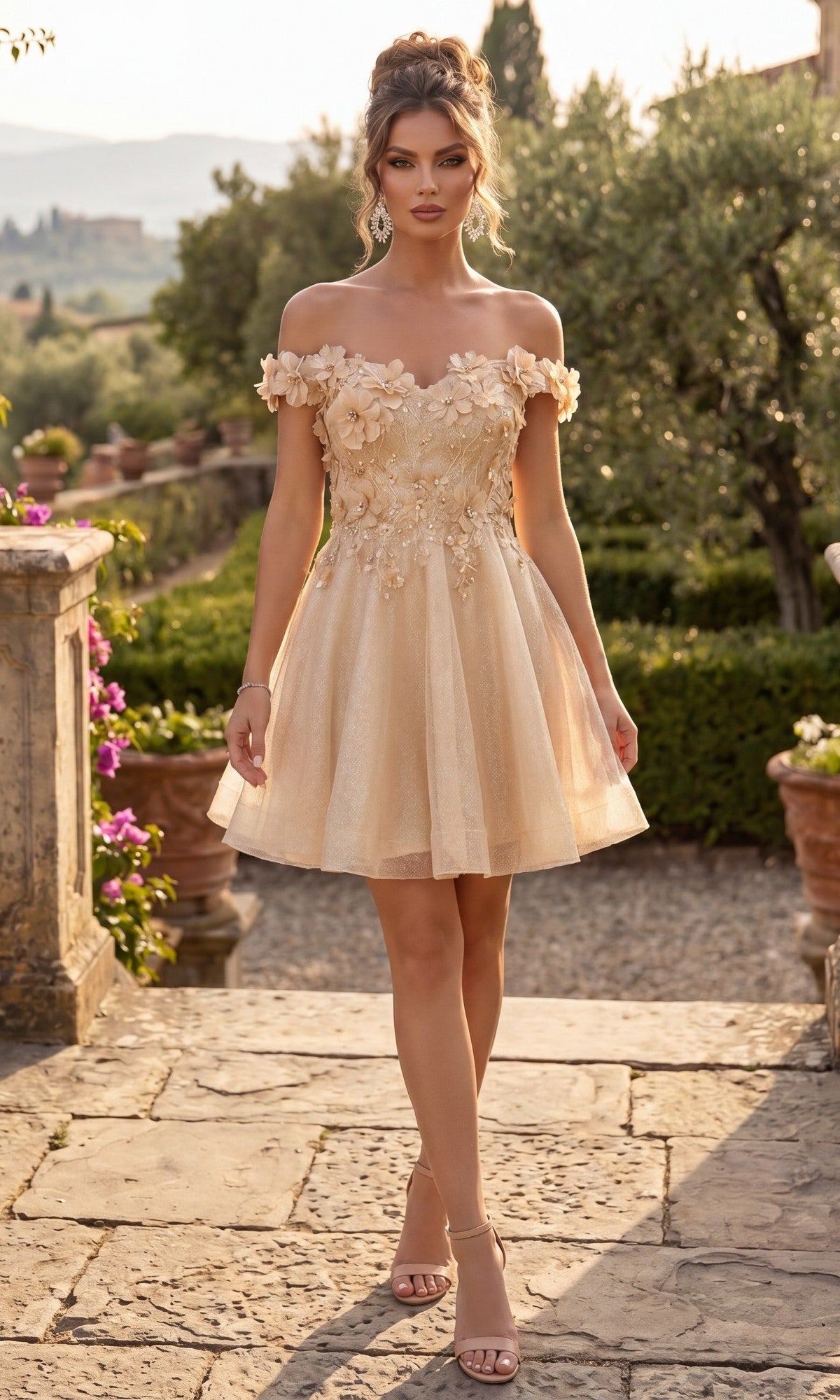 Champagne Gold Chicas Short Party Dress C312
