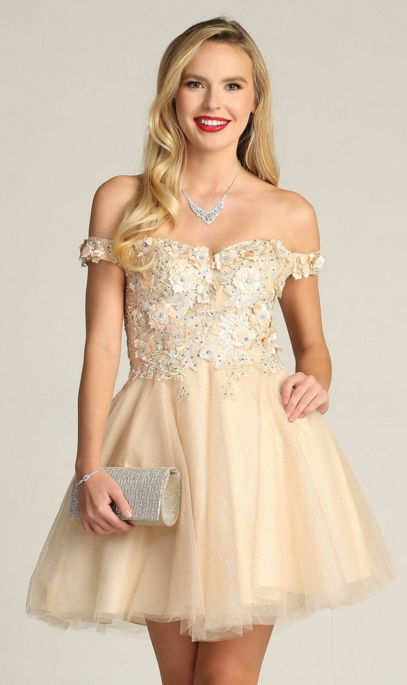 Champagne Chicas Short Party Dress c315