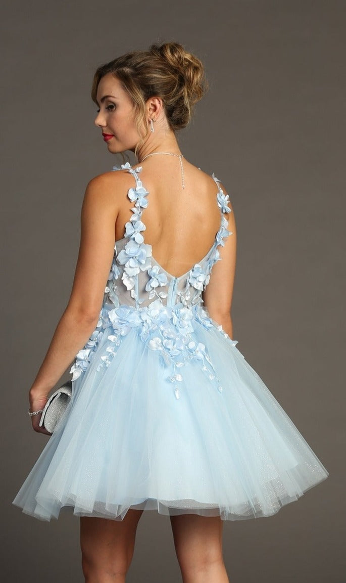 Short Party Dress c321 by Chicas Baby Blue / Large Short Party Dress c321 by Chicas Baby Blue / Large