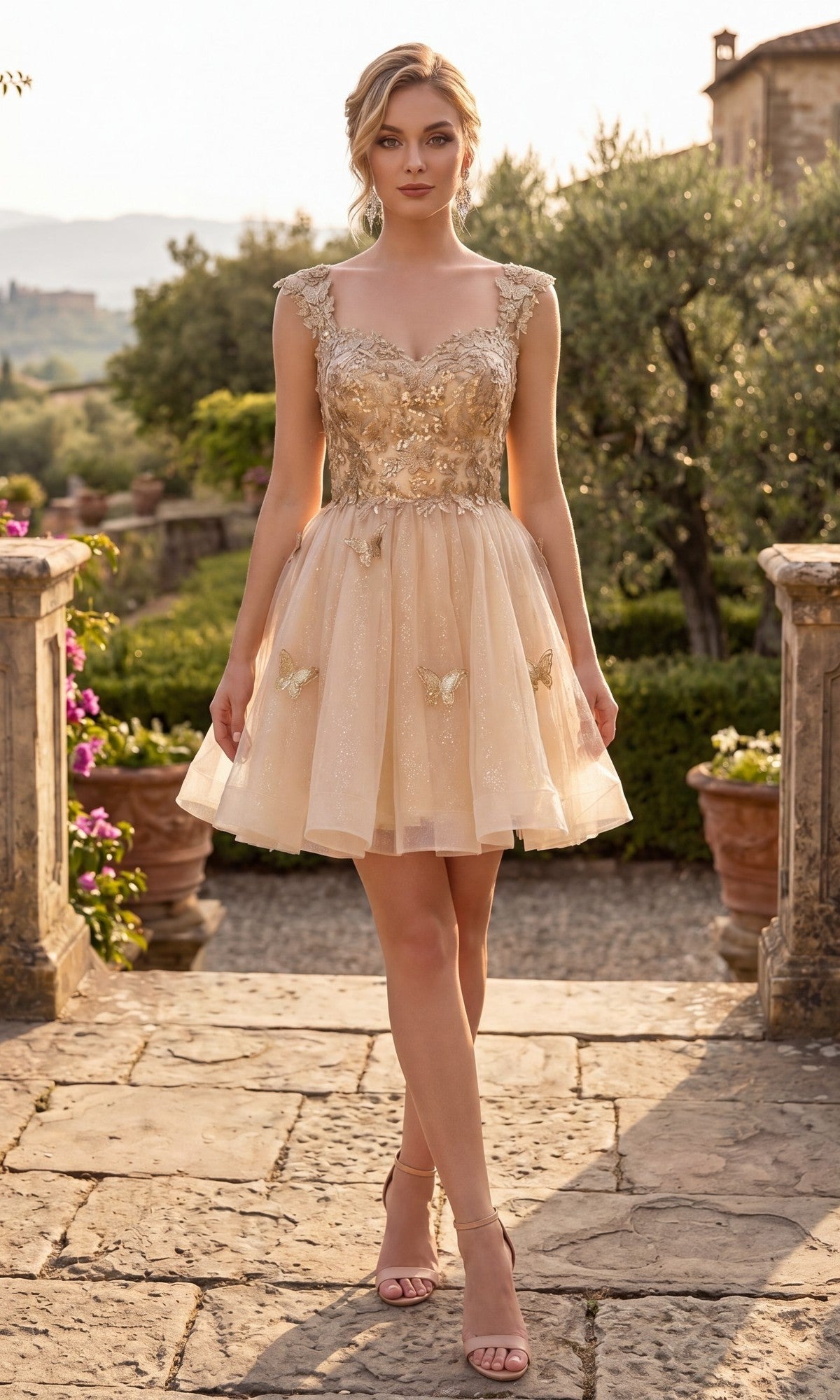Champagne Chicas Short Cocktail Dress C330