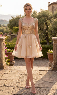 Champagne Chicas Short Cocktail Dress C330
