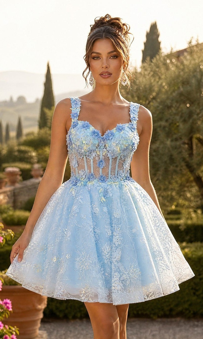 Bahama Blue Chicas Short Cocktail Dress C352
