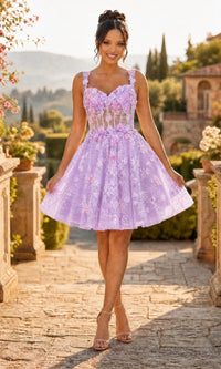 Lavender Chicas Short Cocktail Dress C352
