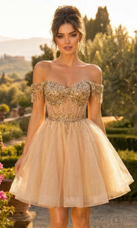 Champagne Chicas Short Cocktail Dress C356