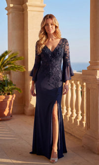 Navy Chicas Long Mother of the Bride Dress C357